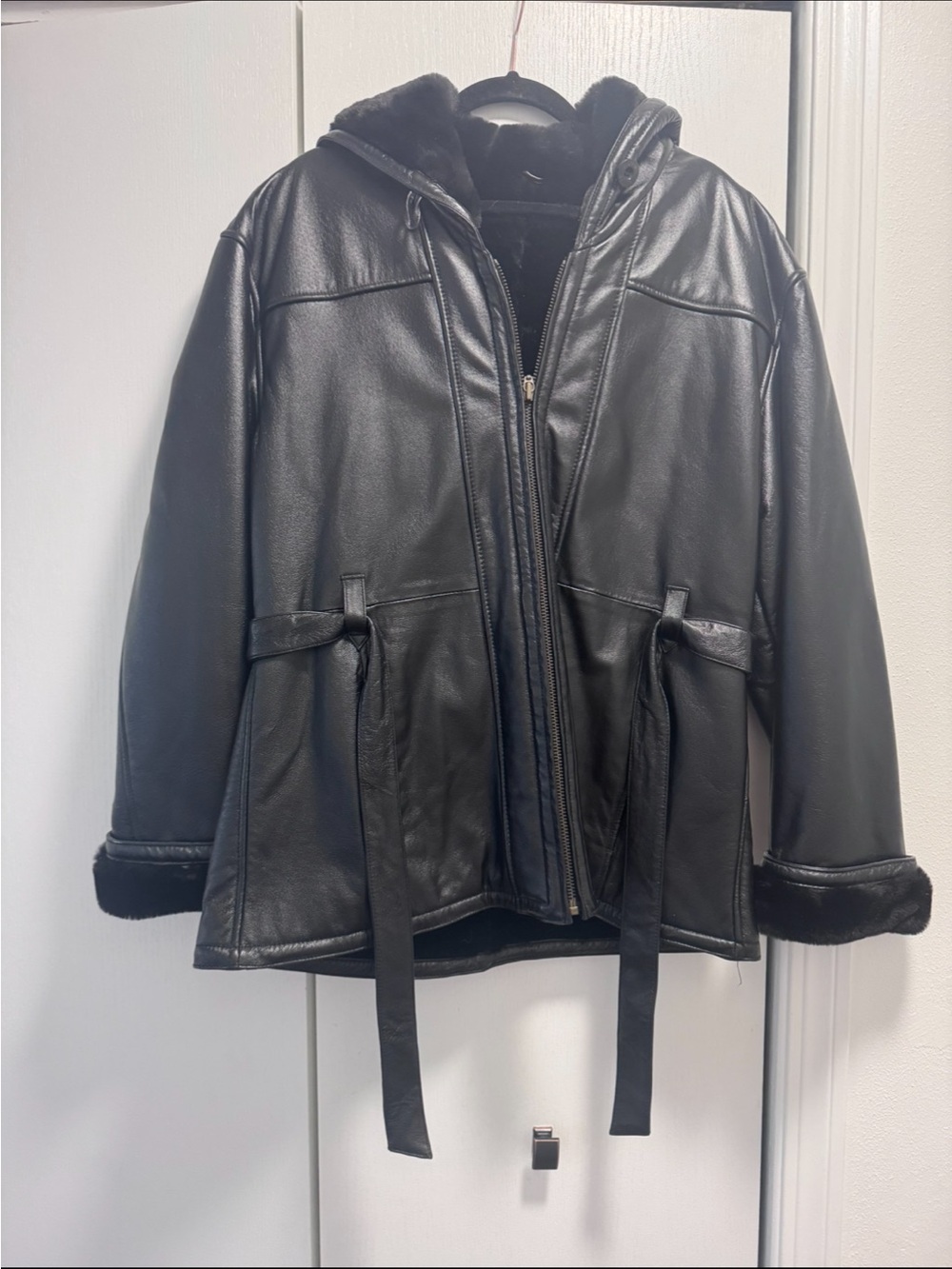 Wilsons Leather Shiny Black Leather Jacket